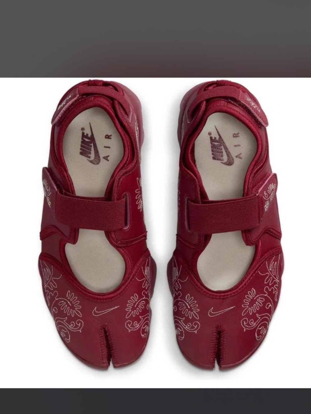 Botanical Nike air rift sneakers in burgundy - Picture 2 of 5